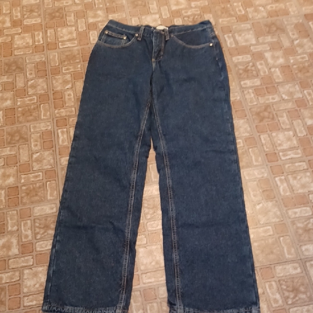 Wrangler Blue Denim with Red Plaid Flannel Lining Size 6 32 Inseams